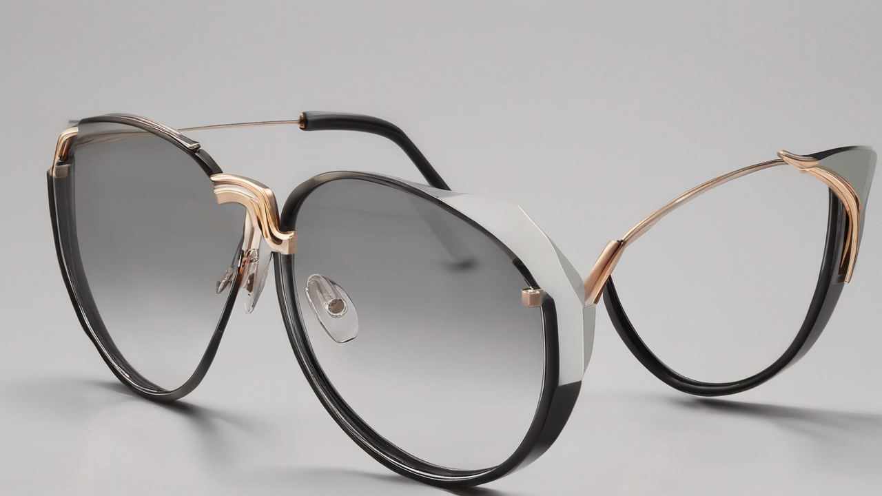Eleganckie okulary i oprawki na minimalistycznym tle z delikatnym oświetleniem podkreślającym kontury i detale
