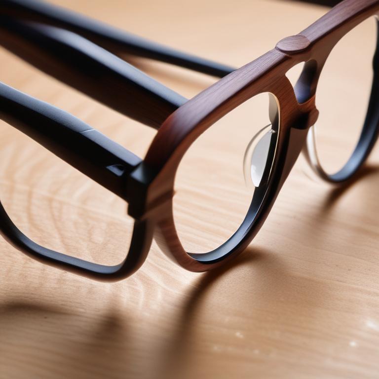 Kobieta technik optyczny precyzyjnie dopasowująca okulary w warsztatowym zapleczu salonu